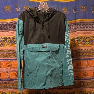 Obey Black and Teal Windbreaker